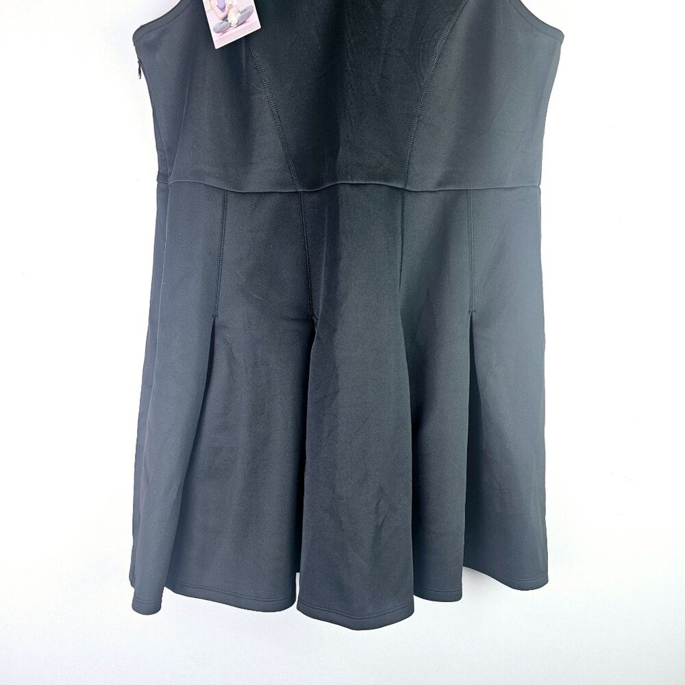 Halara Black V Neck Sleeveless Pleated Hem Mini Golf Active Dress, Sz XL, NWT - Picture 5 of 6